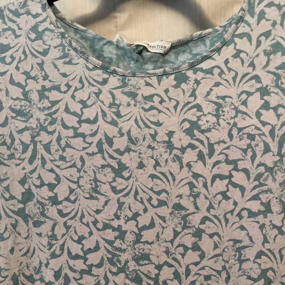 Peruvian  Connection L blue & white maxi floral cotton dress